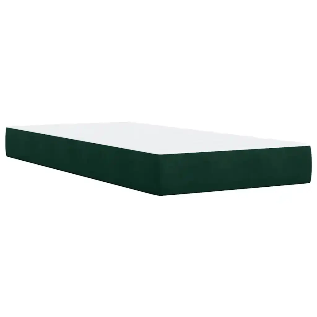 Letto singolo | Letto per adulti | Giroletto a Molle con Materasso Verde Scuro 90x200 cm Velluto - Image 6