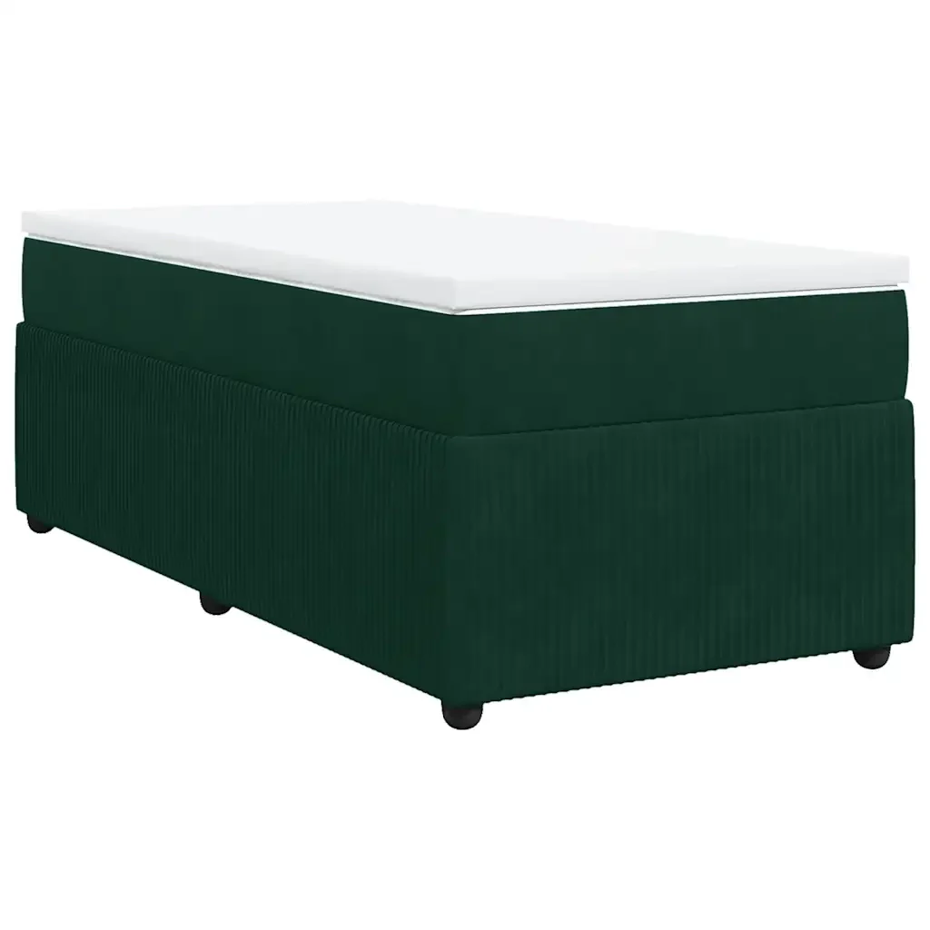 Letto singolo | Letto per adulti | Giroletto a Molle con Materasso Verde Scuro 90x200 cm Velluto