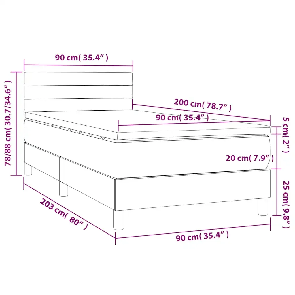 Letto singolo | Letto per adulti | Giroletto a Molle con Materasso Verde Scuro 90x200 cm Velluto - Image 8