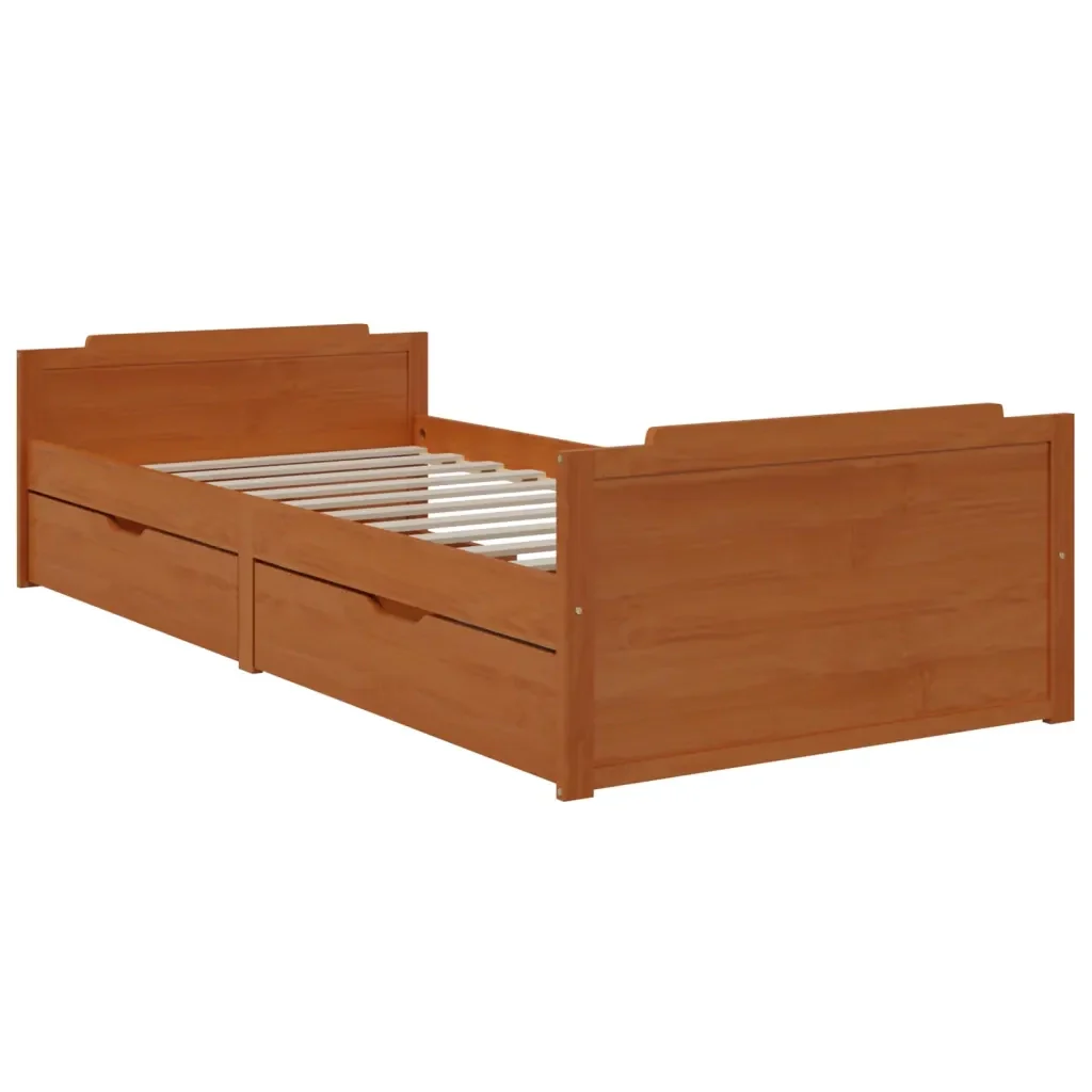 Letto singolo | Letto per adulti | Giroletto Ambra con Cassetti Legno Massello di Pino 90x200 cm - Image 4