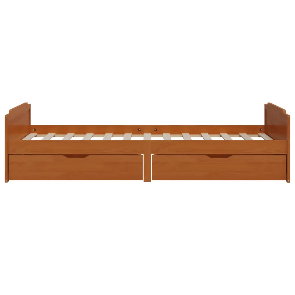Letto singolo | Letto per adulti | Giroletto Ambra con Cassetti Legno Massello di Pino 90x200 cm - Image 5