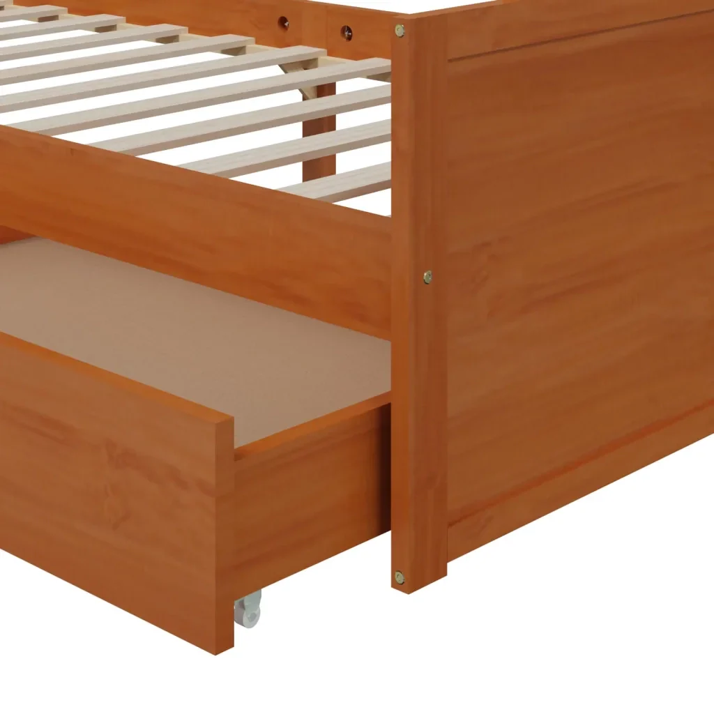 Letto singolo | Letto per adulti | Giroletto Ambra con Cassetti Legno Massello di Pino 90x200 cm - Image 7