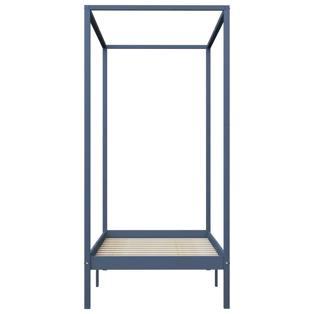 Letto singolo | Letto per adulti | Giroletto Baldacchino senza Materasso 100x200 cm Legno Grigio - Image 3