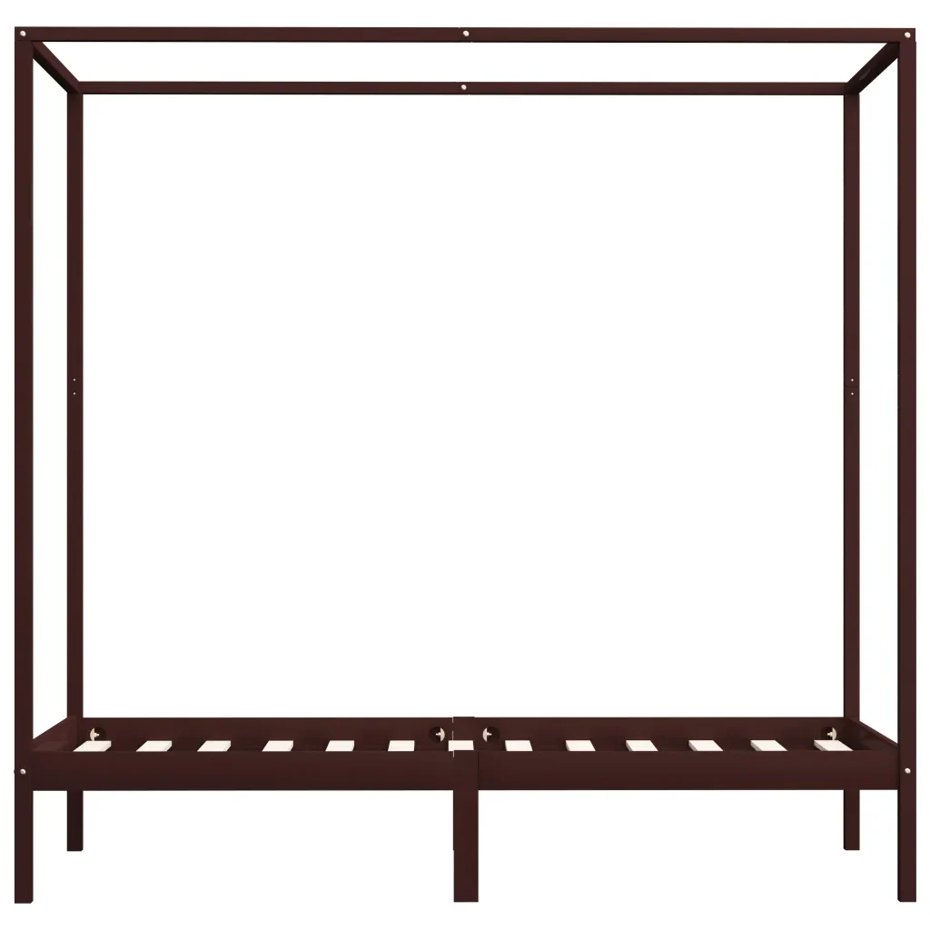 Letto singolo | Letto per adulti | Giroletto Baldacchino senza Materasso Marrone Pino 100x200cm - Image 4