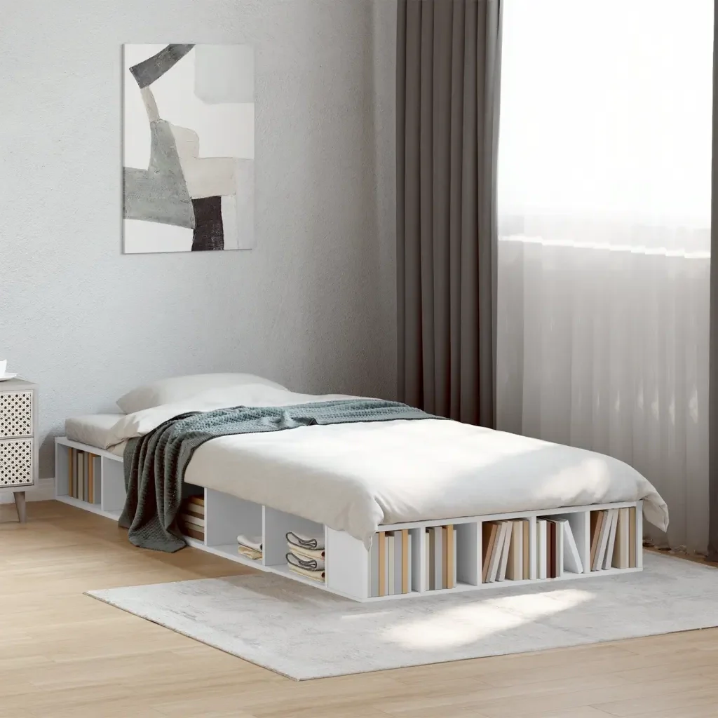 Letto singolo | Letto per adulti | Giroletto Bianco 100x200 cm in Legno Massello - Image 2
