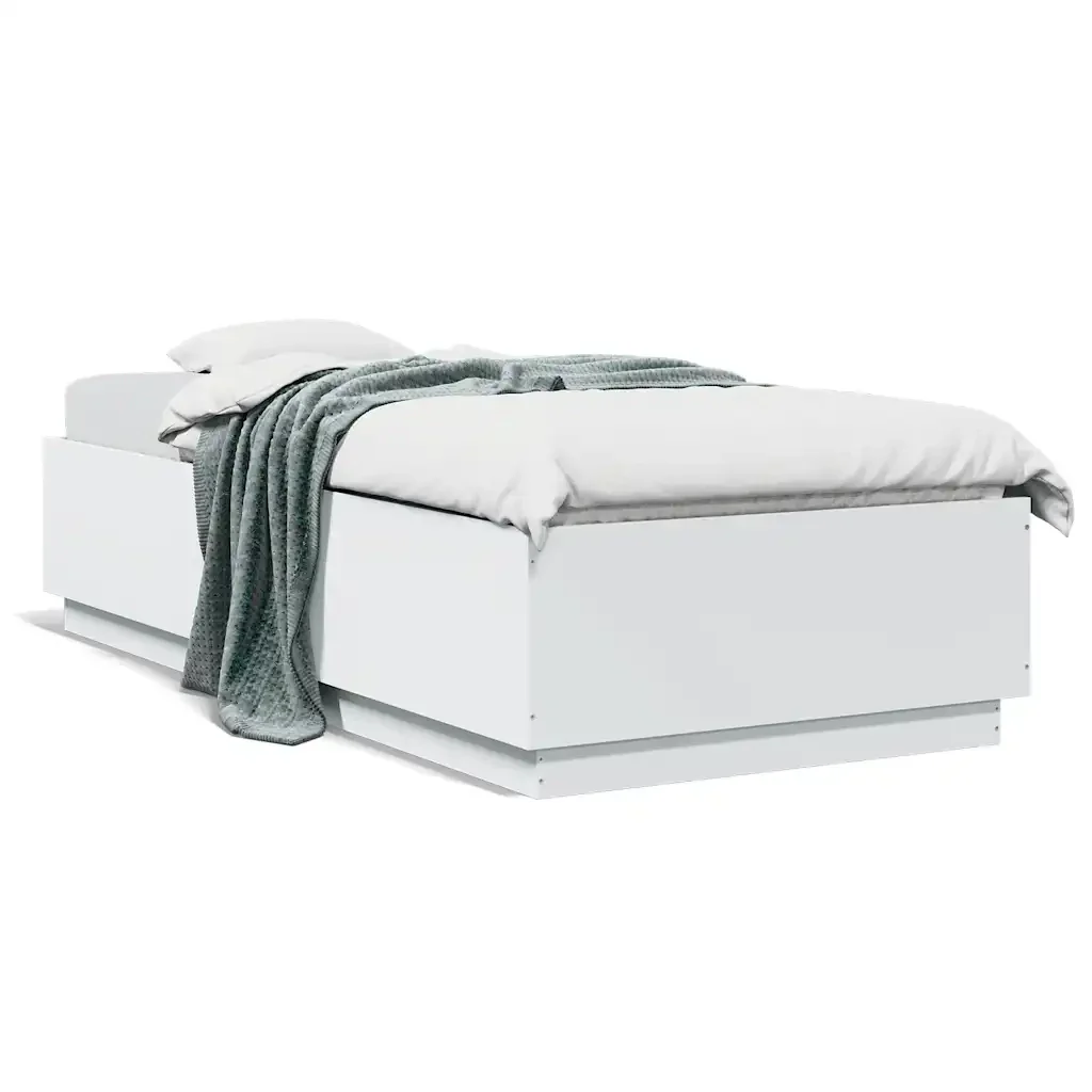 Letto singolo | Letto per adulti | Giroletto Bianco 100x200 cm in Legno Massello