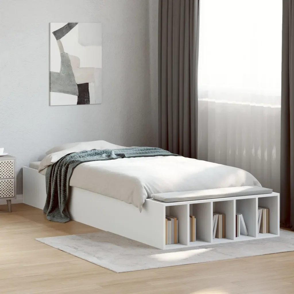 Letto singolo | Letto per adulti | Giroletto Bianco 100x200 cm in Legno Massello - Image 2