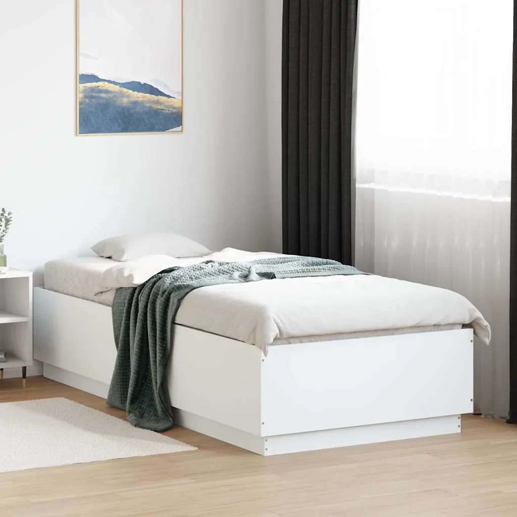 Letto singolo | Letto per adulti | Giroletto Bianco 100x200 cm in Legno Massello - Image 2