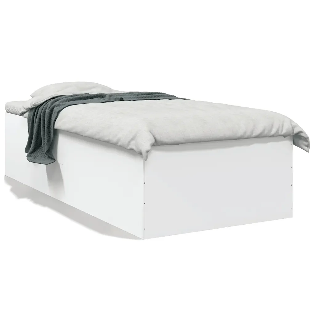 Letto singolo | Letto per adulti | Giroletto Bianco 100x200 cm in Legno Massello