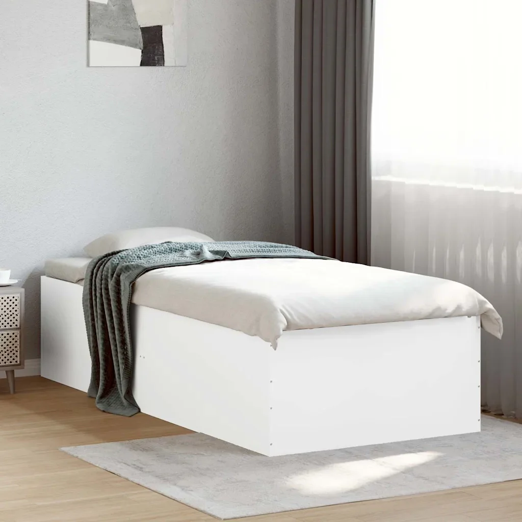 Letto singolo | Letto per adulti | Giroletto Bianco 100x200 cm in Legno Massello - Image 2