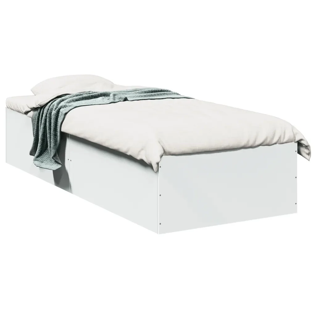 Letto singolo | Letto per adulti | Giroletto Bianco 100x200 cm in Legno Massello