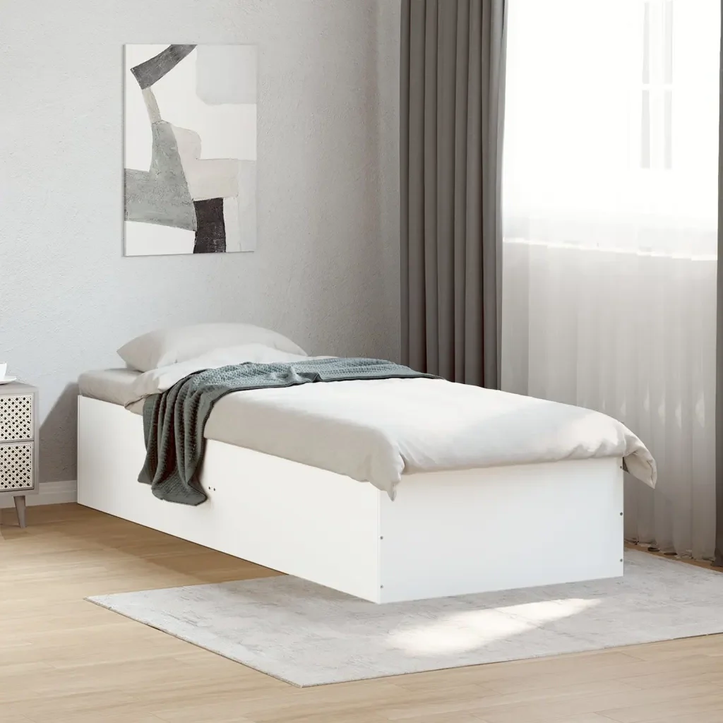 Letto singolo | Letto per adulti | Giroletto Bianco 100x200 cm in Legno Massello - Image 2