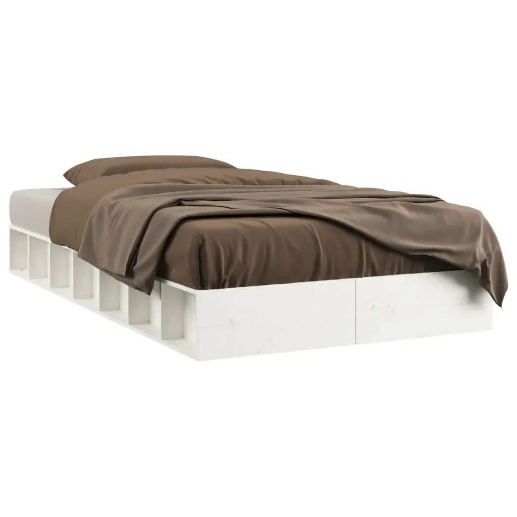 Letto singolo | Letto per adulti | Giroletto Bianco 100x200 cm in Legno Massello