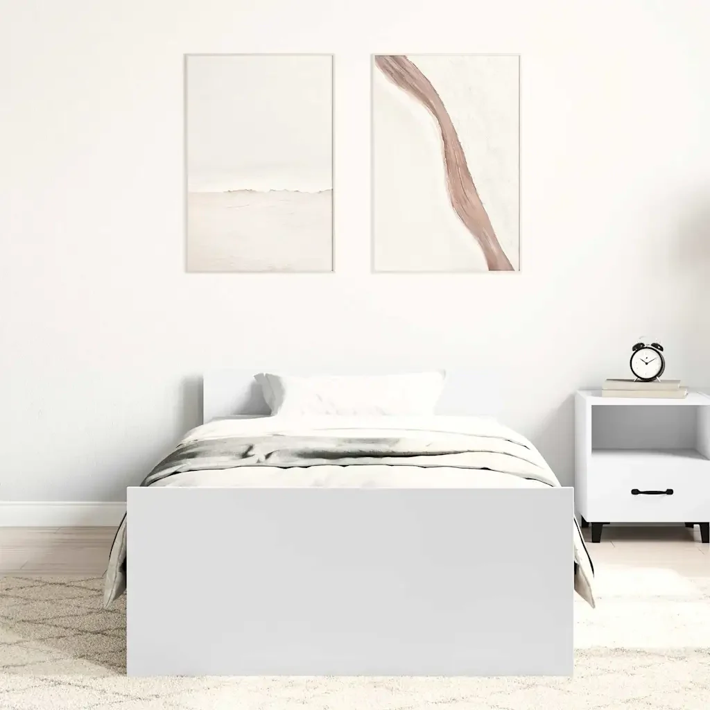 Letto singolo | Letto per adulti | Giroletto Bianco 100x200 cm in Legno Massello - Image 4