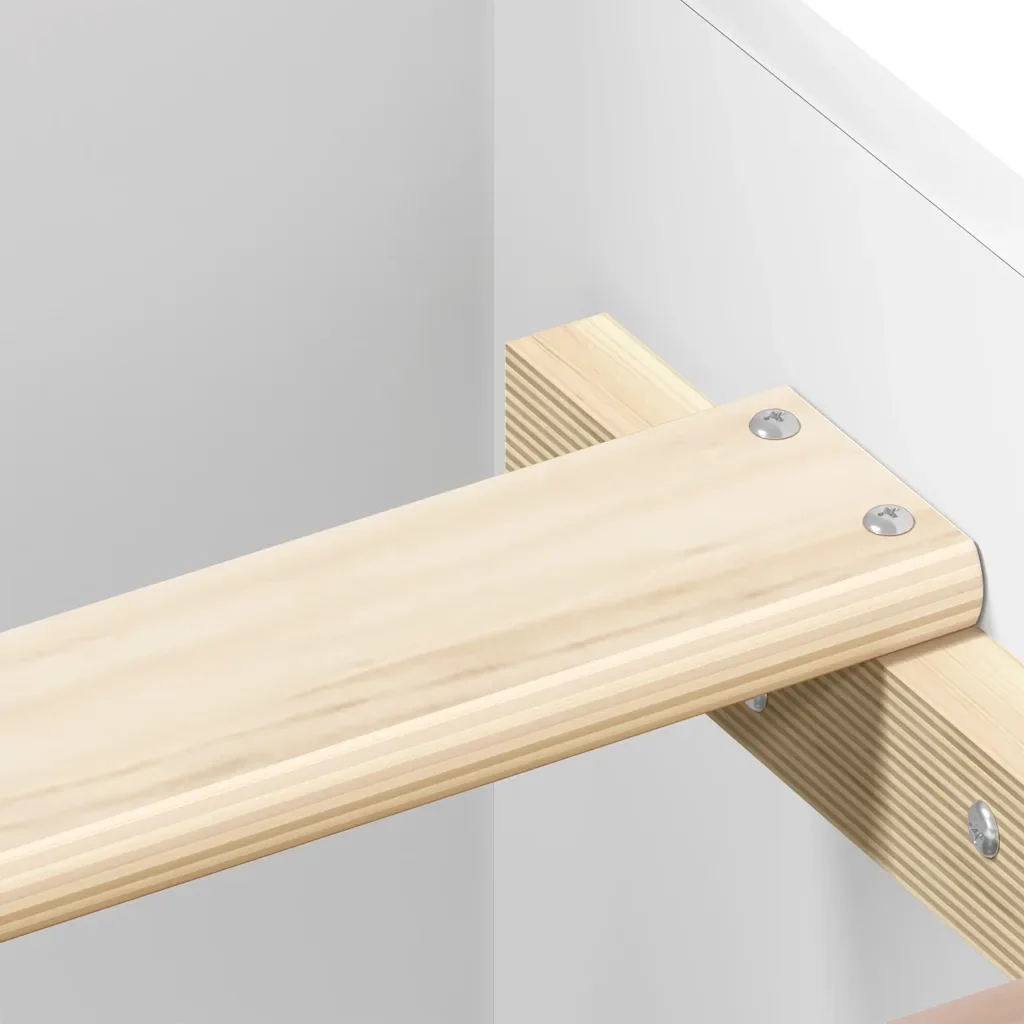 Letto singolo | Letto per adulti | Giroletto Bianco 100x200 cm in Legno Massello - Image 9