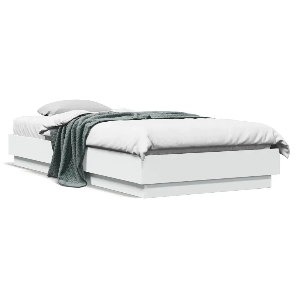 Letto singolo | Letto per adulti | Giroletto Bianco 100x200 cm in Legno Massello