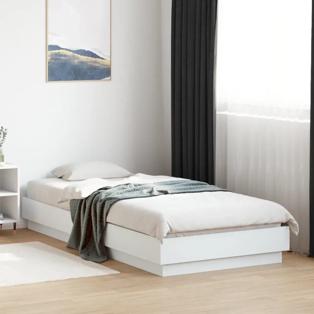 Letto singolo | Letto per adulti | Giroletto Bianco 100x200 cm in Legno Massello - Image 2