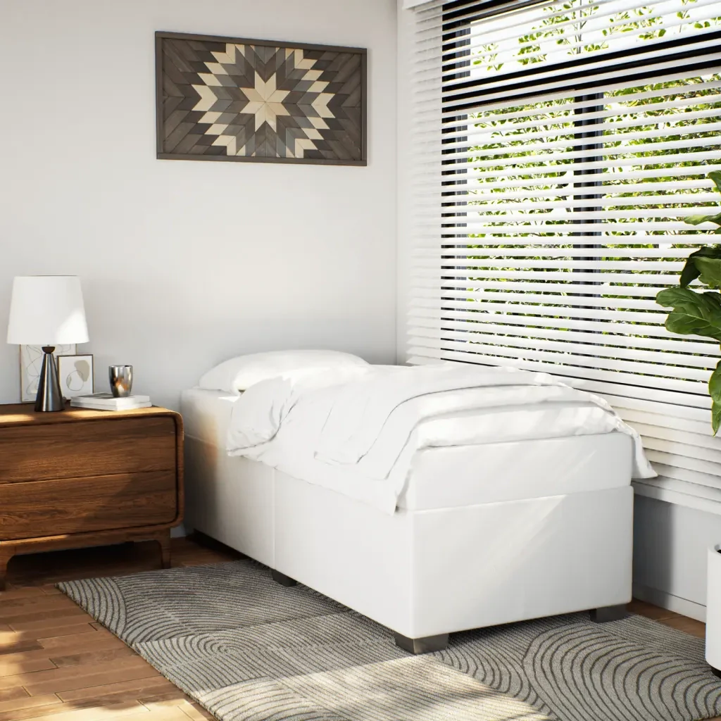 Letto singolo | Letto per adulti | Giroletto Bianco 100x200 cm in Similpelle - Image 2