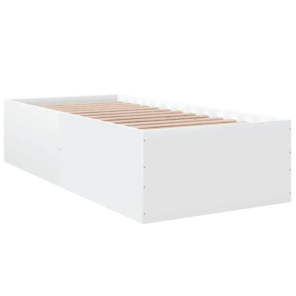Letto singolo | Letto per adulti | Giroletto Bianco 75x190 cm in Legno Multistrato - Image 3
