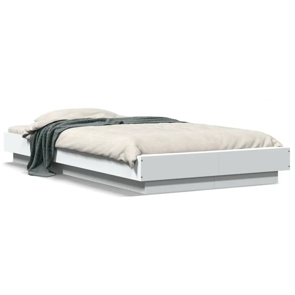 Letto singolo | Letto per adulti | Giroletto Bianco 75x190 cm in Legno Multistrato