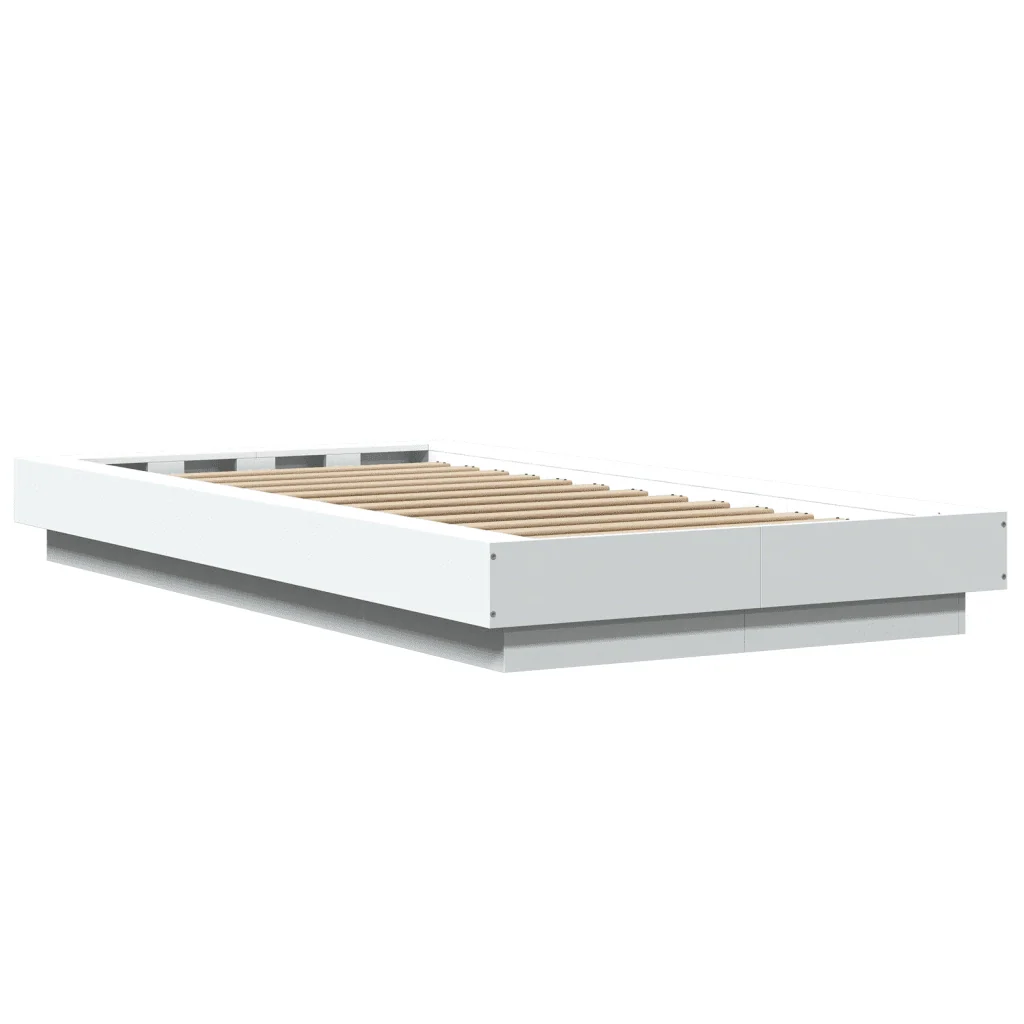 Letto singolo | Letto per adulti | Giroletto Bianco 75x190 cm in Legno Multistrato - Image 6