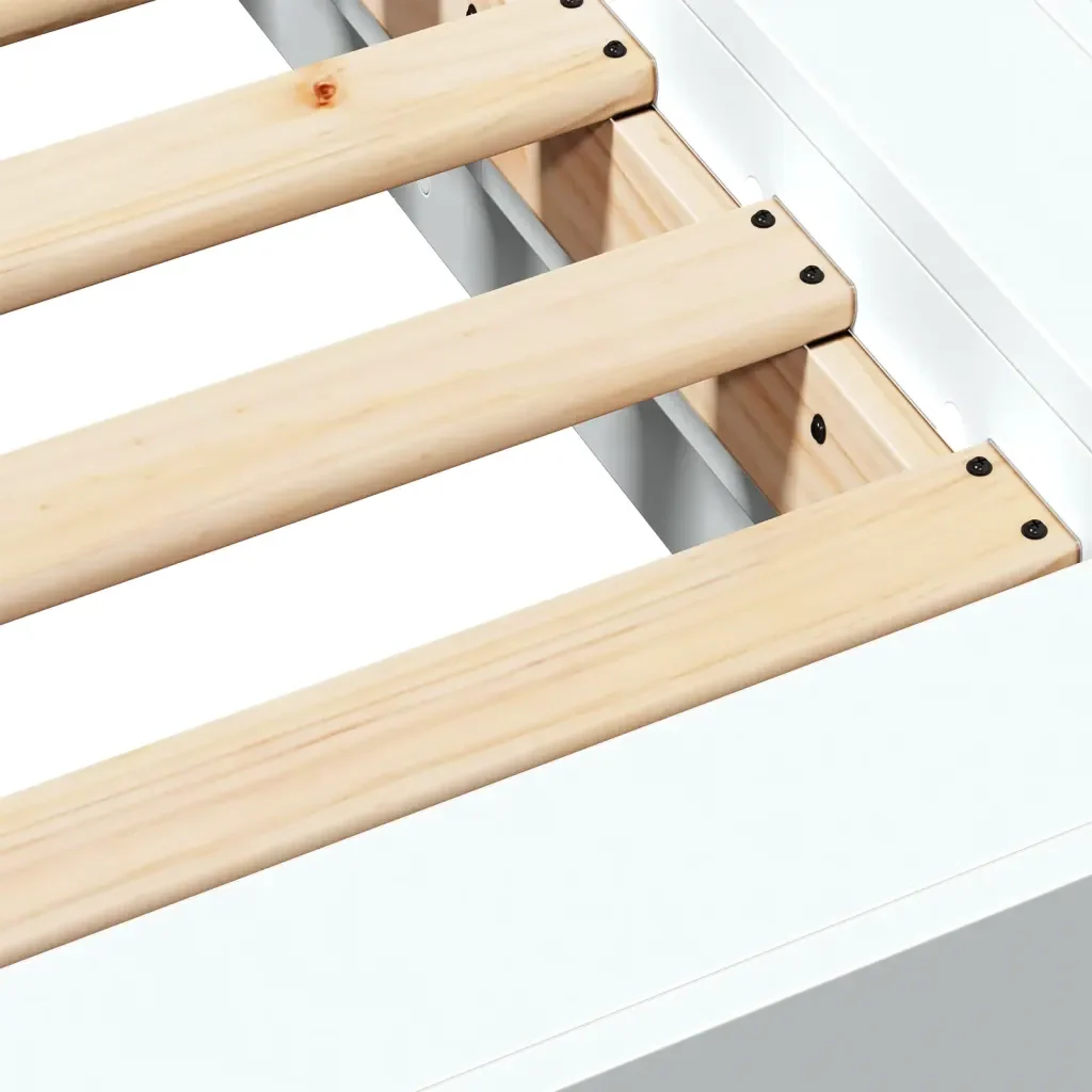 Letto singolo | Letto per adulti | Giroletto Bianco 75x190 cm in Legno Multistrato - Image 8