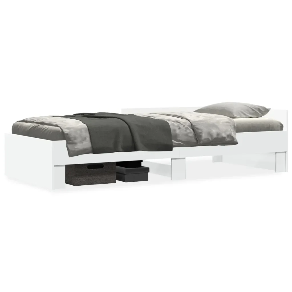 Letto singolo | Letto per adulti | Giroletto Bianco 75x190 cm in Legno Multistrato