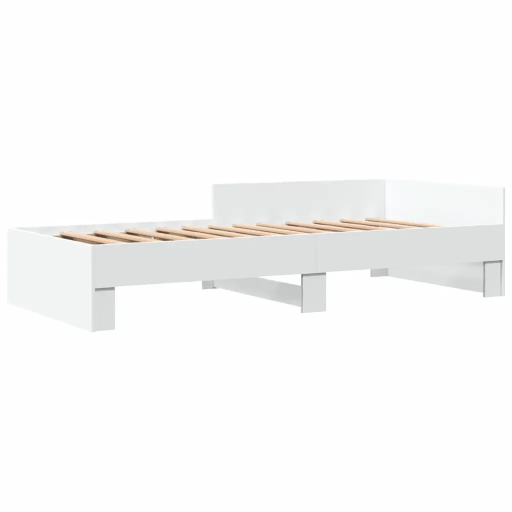 Letto singolo | Letto per adulti | Giroletto Bianco 75x190 cm in Legno Multistrato - Image 4