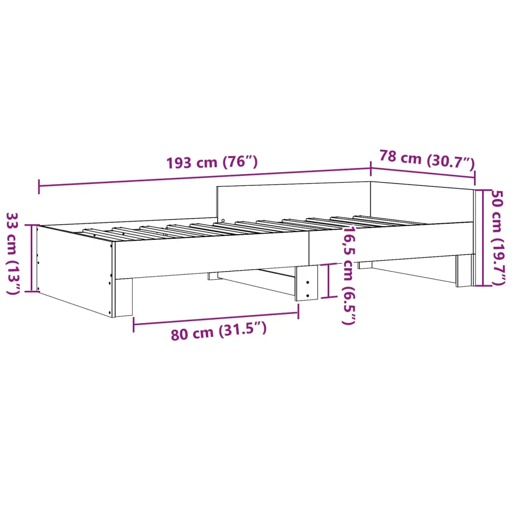 Letto singolo | Letto per adulti | Giroletto Bianco 75x190 cm in Legno Multistrato - Image 9