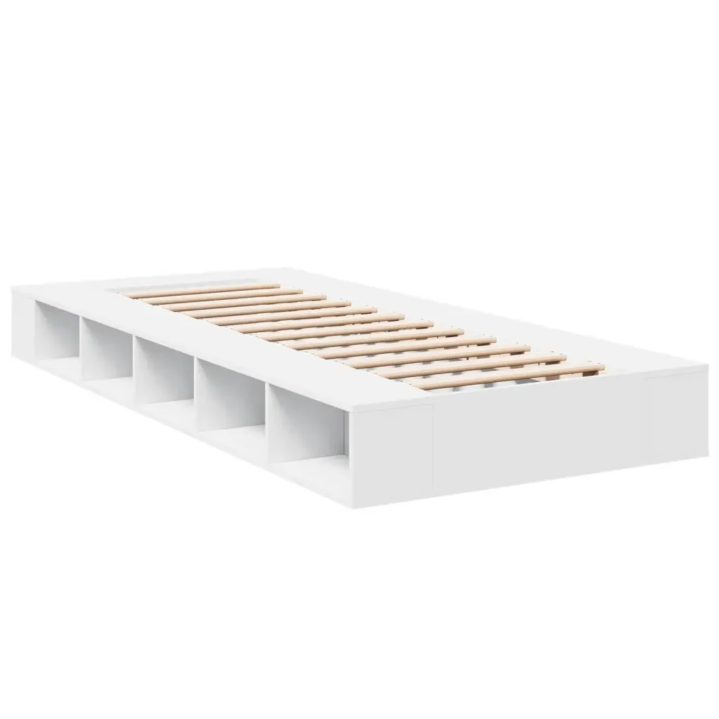 Letto singolo | Letto per adulti | Giroletto Bianco 75x190 cm in Legno Multistrato - Image 6