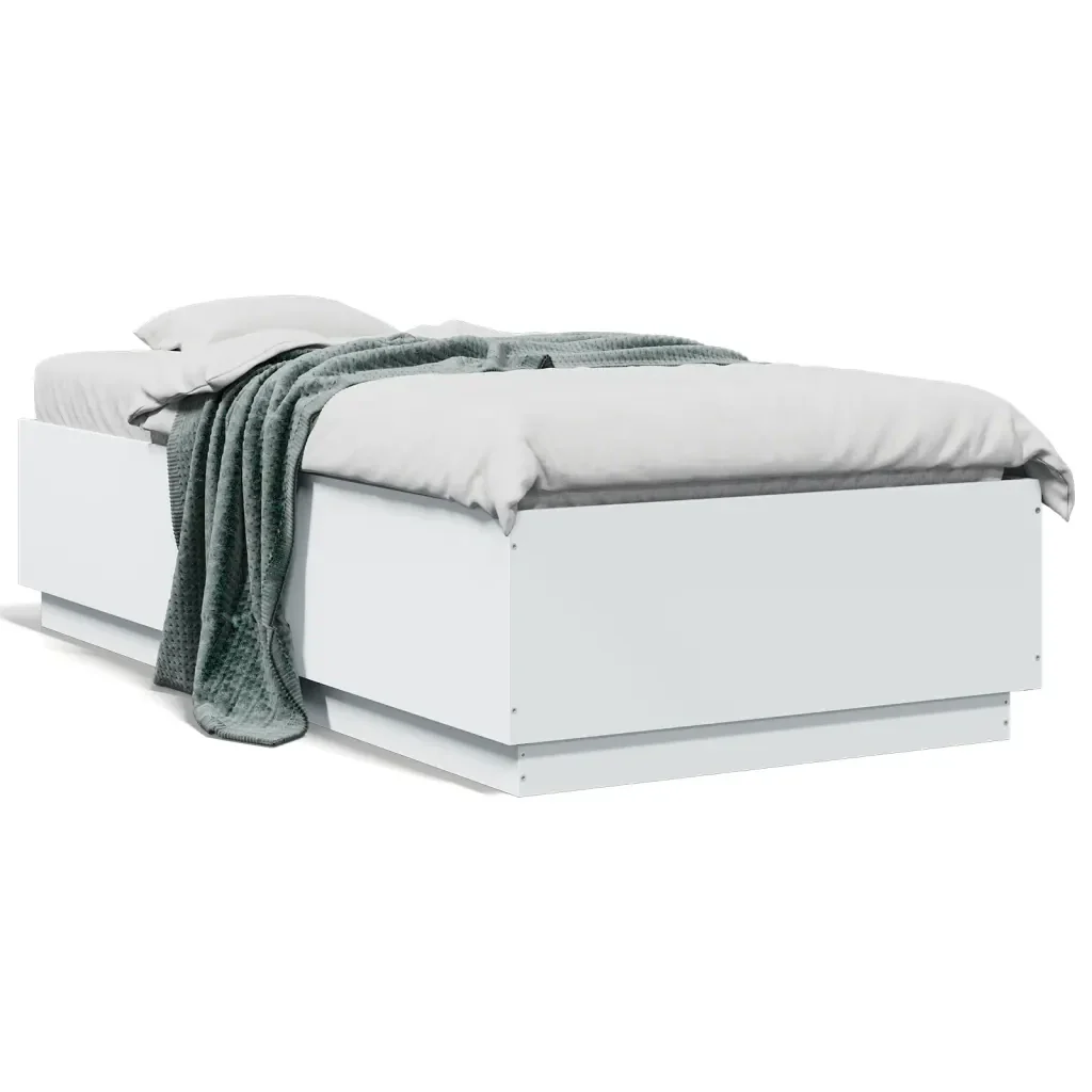 Letto singolo | Letto per adulti | Giroletto Bianco 75x190 cm in Legno Multistrato