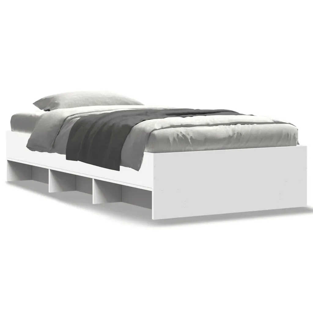 Letto singolo | Letto per adulti | Giroletto Bianco 75x190 cm in Legno Multistrato