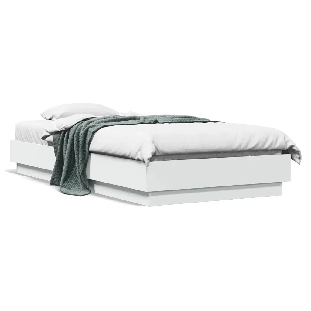 Letto singolo | Letto per adulti | Giroletto Bianco 75x190 cm in Legno Multistrato