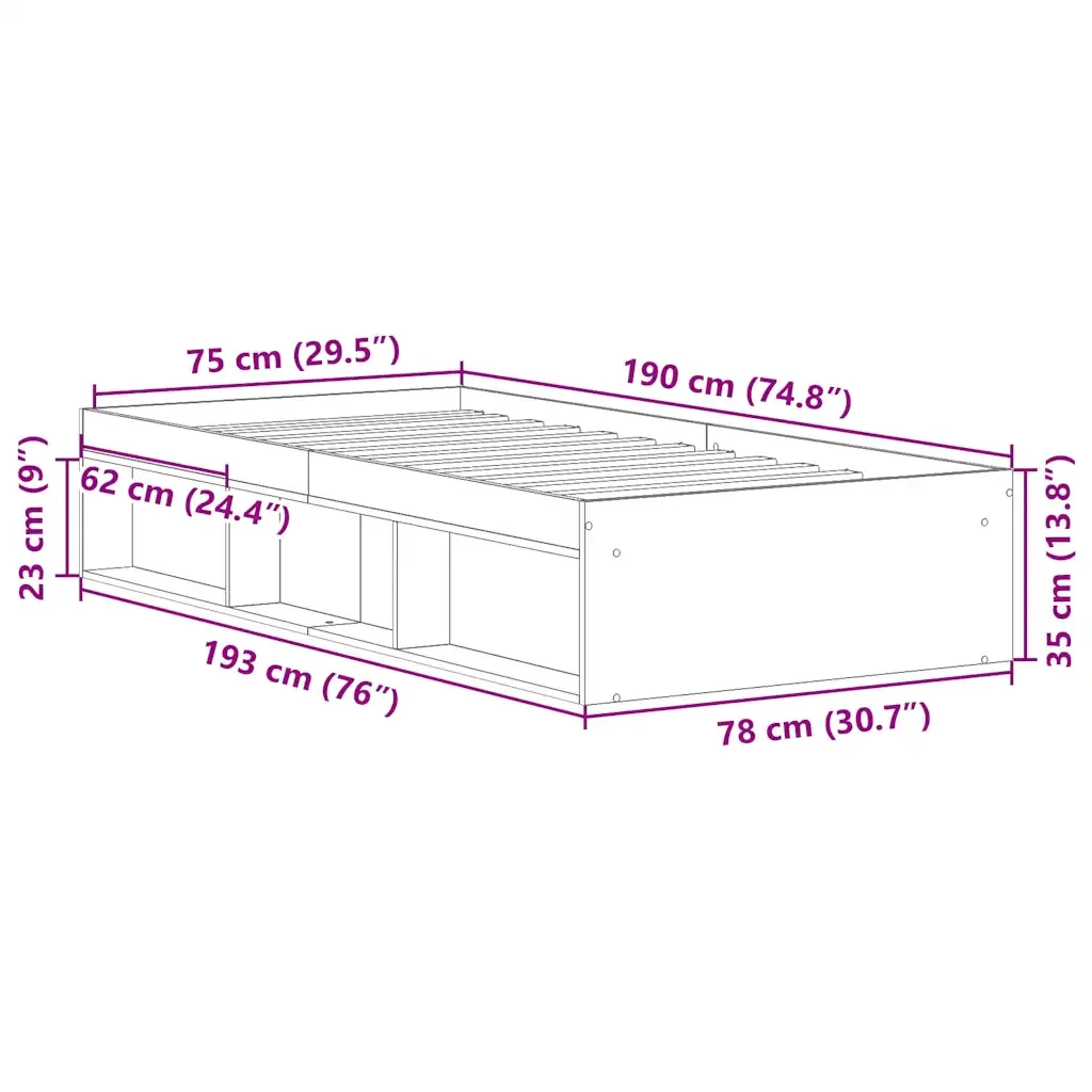 Letto singolo | Letto per adulti | Giroletto Bianco 75x190 cm Small Single - Image 10