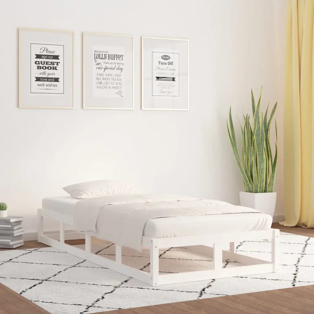 Letto singolo | Letto per adulti | Giroletto Bianco 75x190 cm Small Single in Legno Massello - Image 2