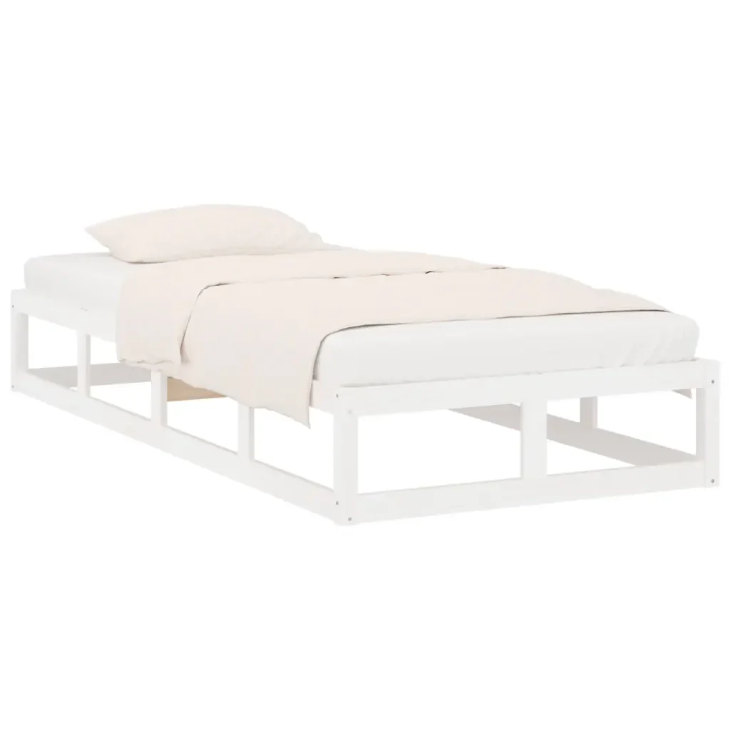 Letto singolo | Letto per adulti | Giroletto Bianco 75x190 cm Small Single in Legno Massello - Image 4