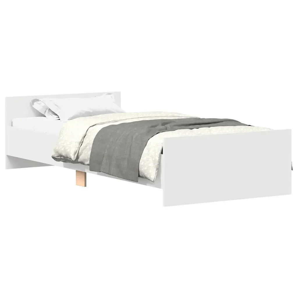 Letto singolo | Letto per adulti | Giroletto Bianco 75x190 cm Small Single in Legno Multistrato