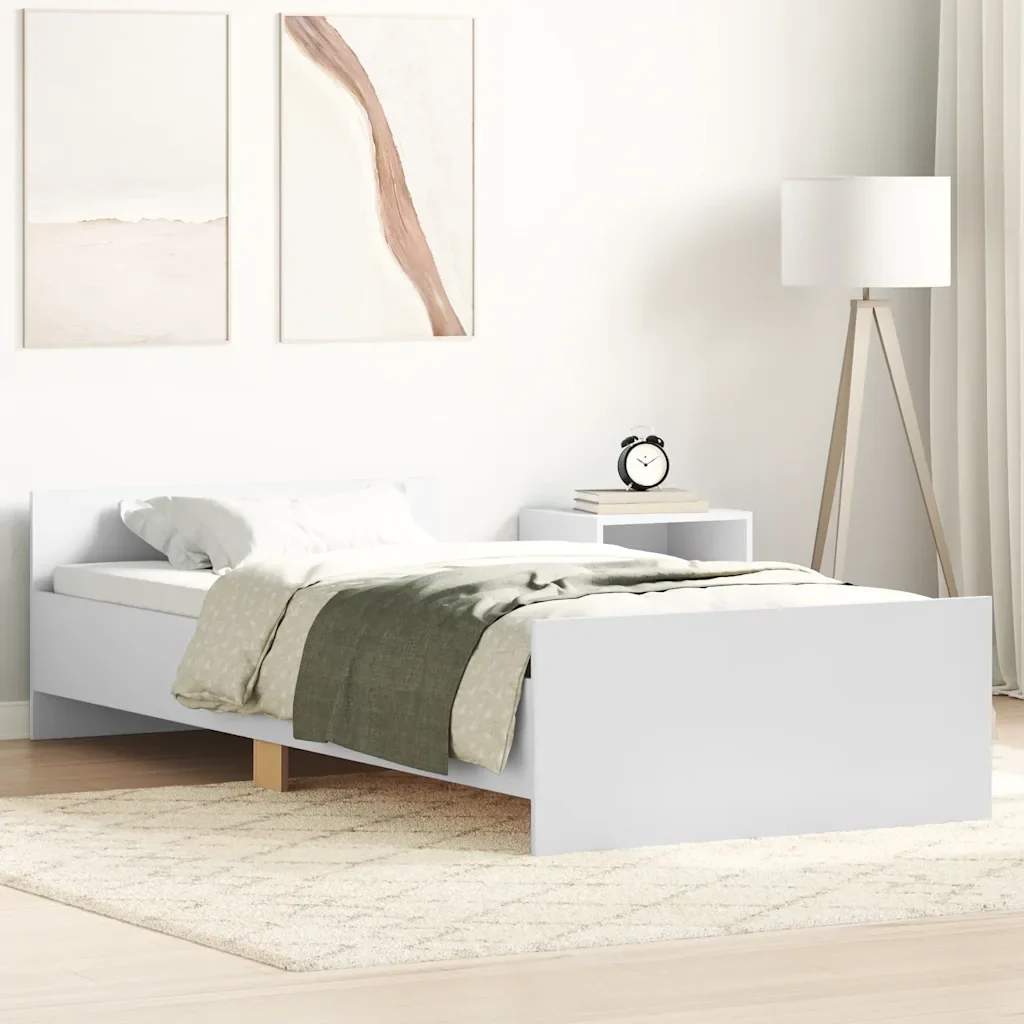 Letto singolo | Letto per adulti | Giroletto Bianco 75x190 cm Small Single in Legno Multistrato - Image 2
