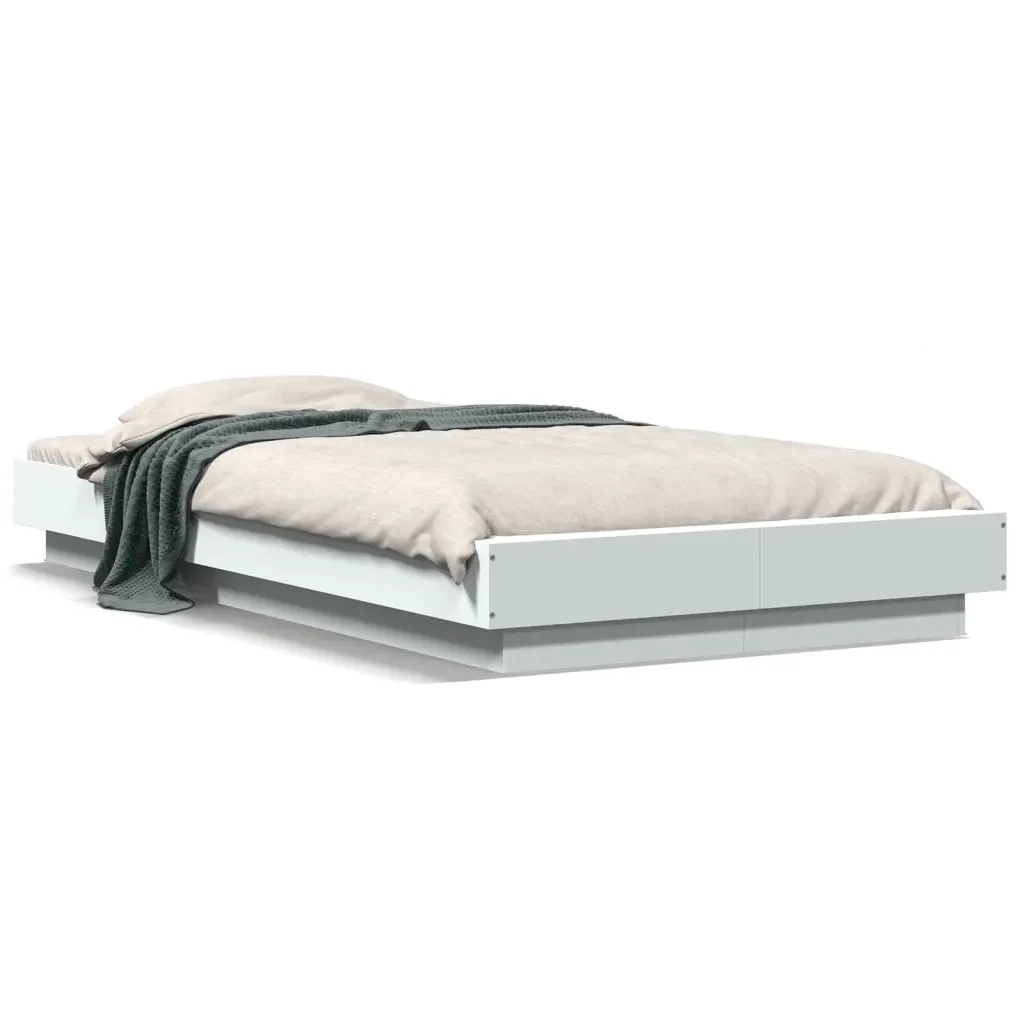 Letto singolo | Letto per adulti | Giroletto Bianco 90x190 cm in Legno Multistrato