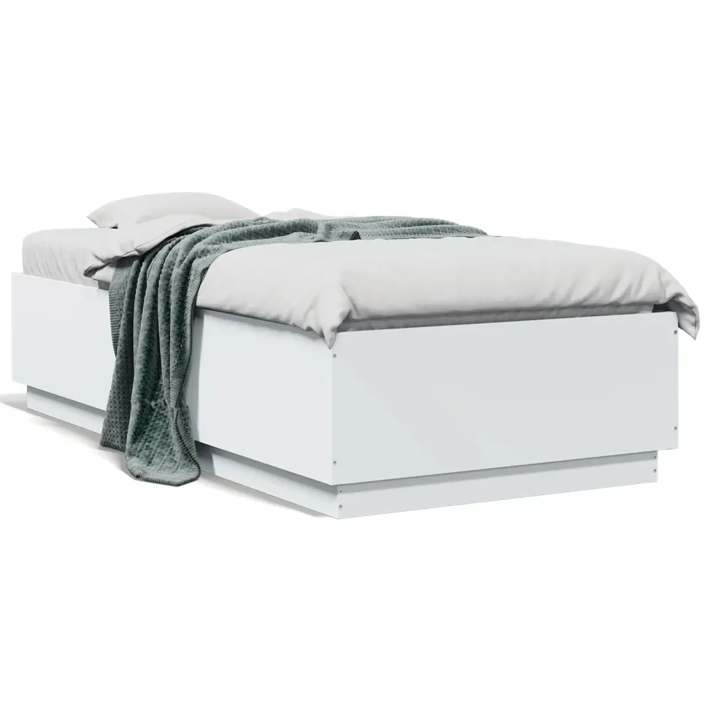 Letto singolo | Letto per adulti | Giroletto Bianco 90x190 cm in Legno Multistrato