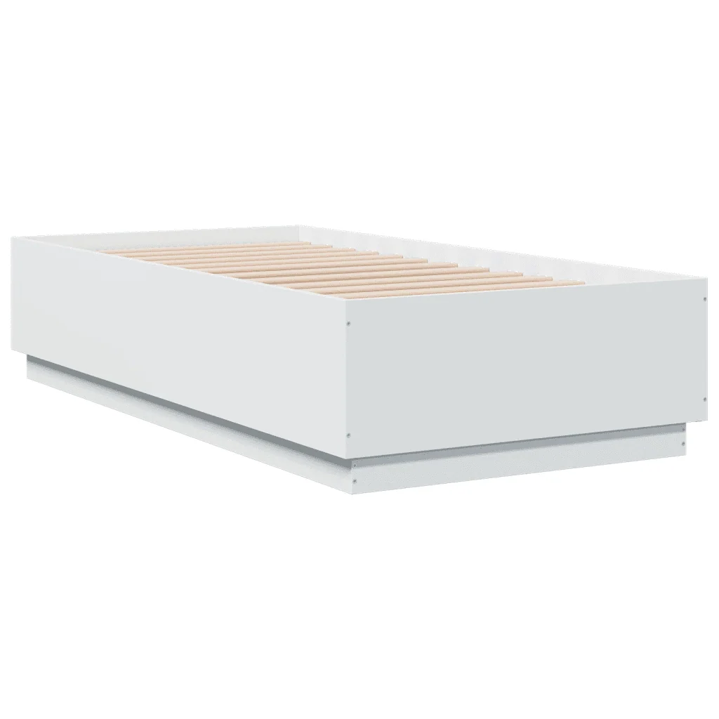 Letto singolo | Letto per adulti | Giroletto Bianco 90x190 cm in Legno Multistrato - Image 4