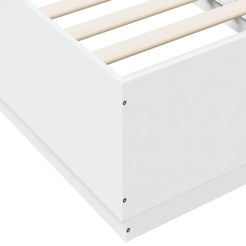 Letto singolo | Letto per adulti | Giroletto Bianco 90x190 cm in Legno Multistrato - Image 7