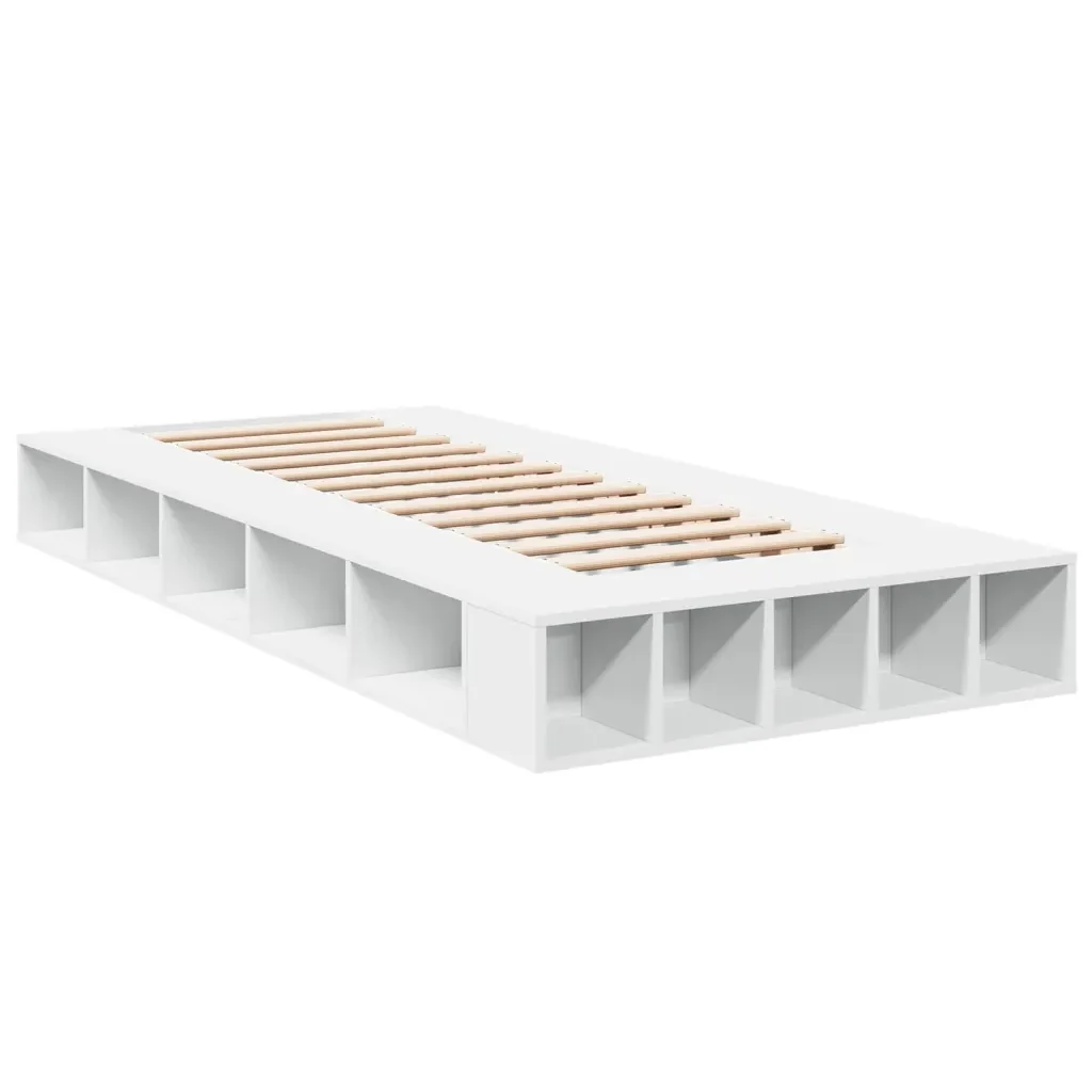 Letto singolo | Letto per adulti | Giroletto Bianco 90x190 cm in Legno Multistrato - Image 3
