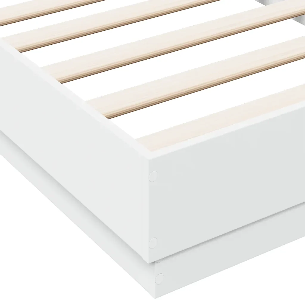 Letto singolo | Letto per adulti | Giroletto Bianco 90x190 cm in Legno Multistrato - Image 7