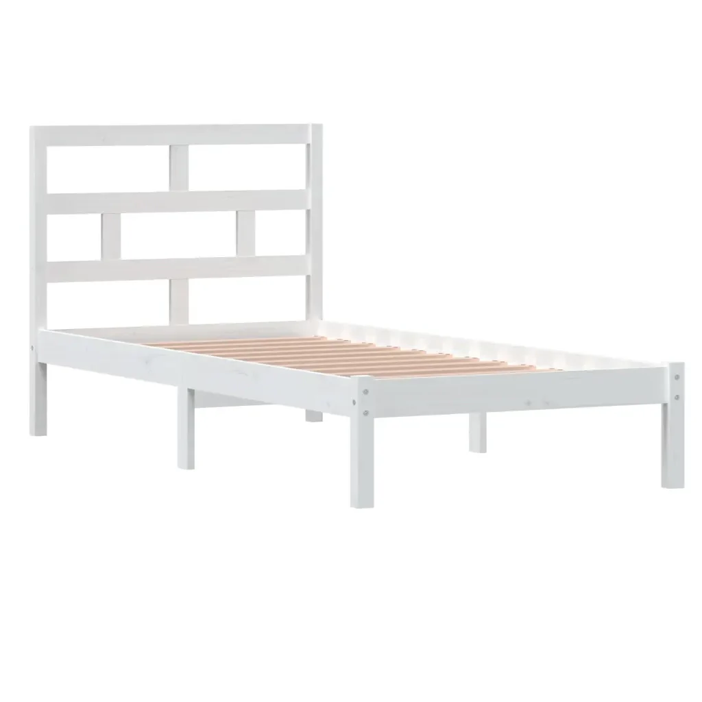 Letto singolo | Letto per adulti | Giroletto Bianco 90x190 cm Single in Legno Massello - Image 4