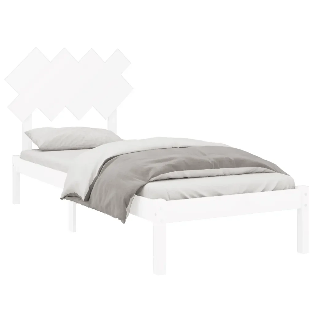 Letto singolo | Letto per adulti | Giroletto Bianco 90x190 cm Single in Legno Massello - Image 3