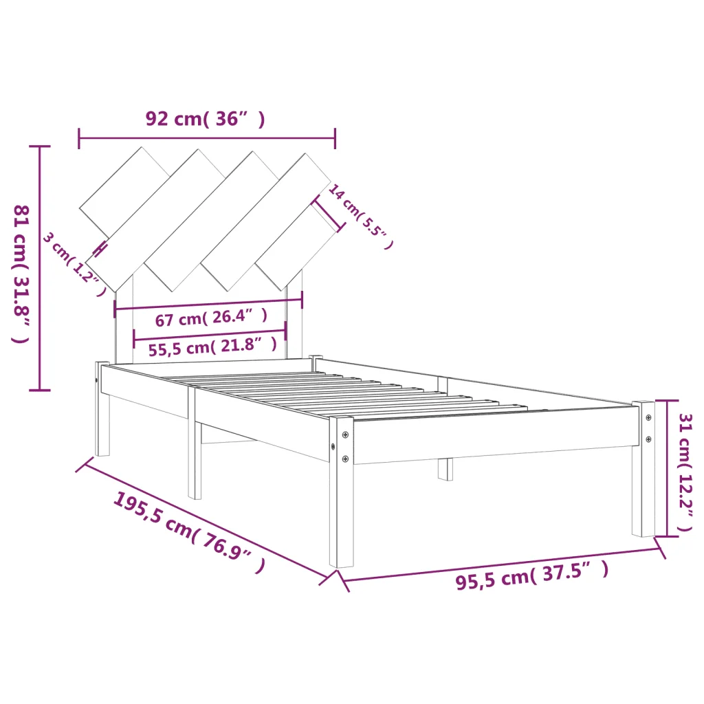 Letto singolo | Letto per adulti | Giroletto Bianco 90x190 cm Single in Legno Massello - Image 6