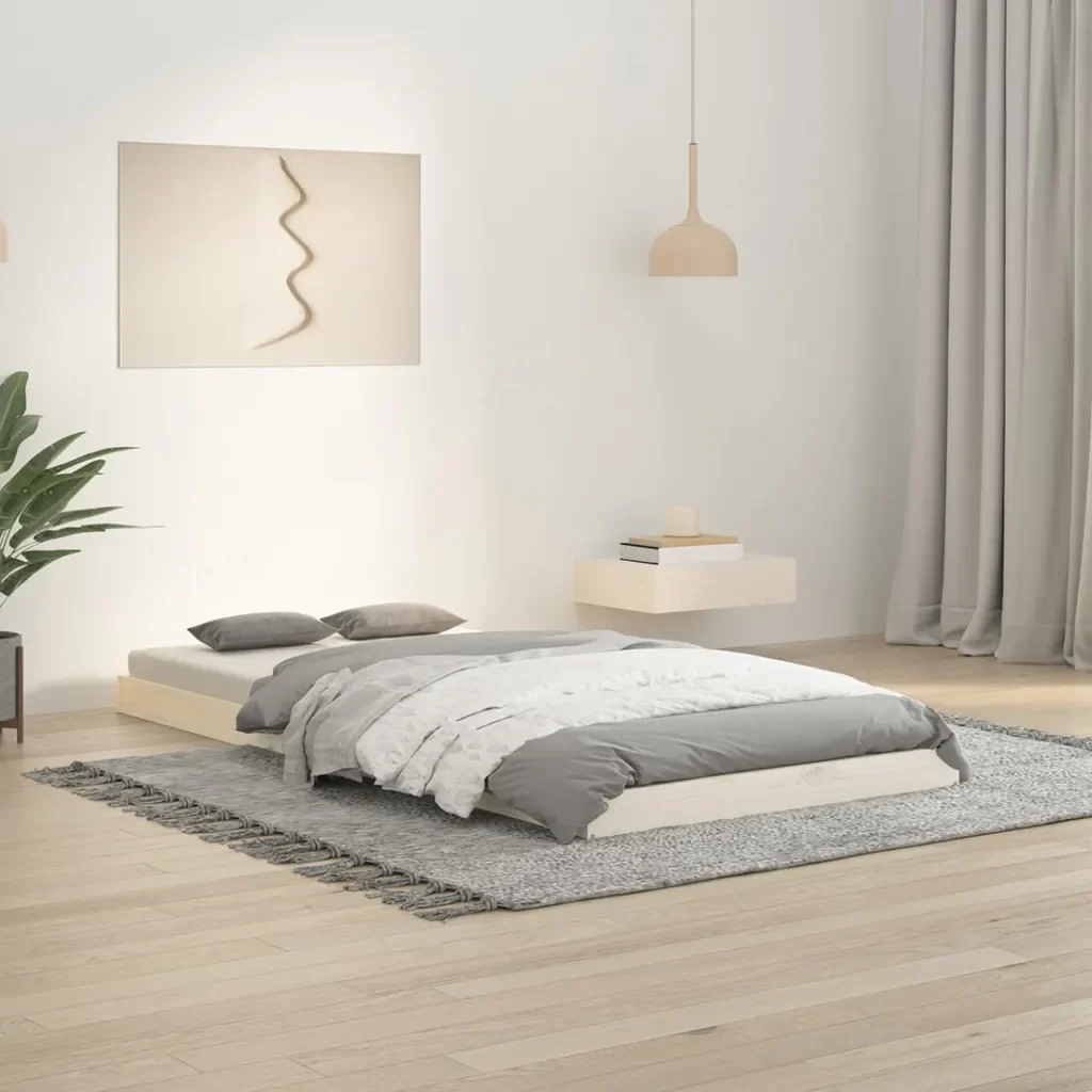 Letto singolo | Letto per adulti | Giroletto Bianco 90x190 cm Single in Legno Massello di Pino - Image 2