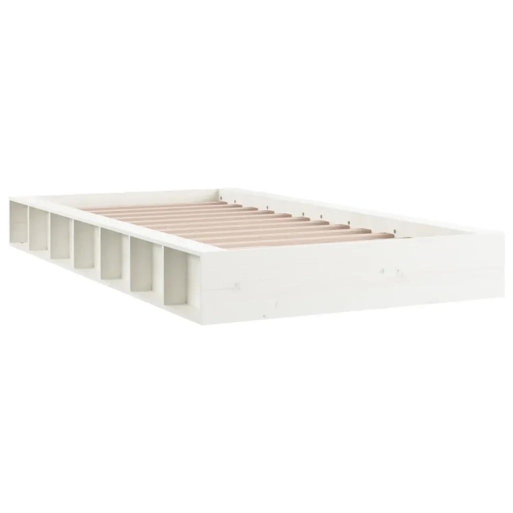 Letto singolo | Letto per adulti | Giroletto Bianco 90x200 cm in Legno Massello - Image 3