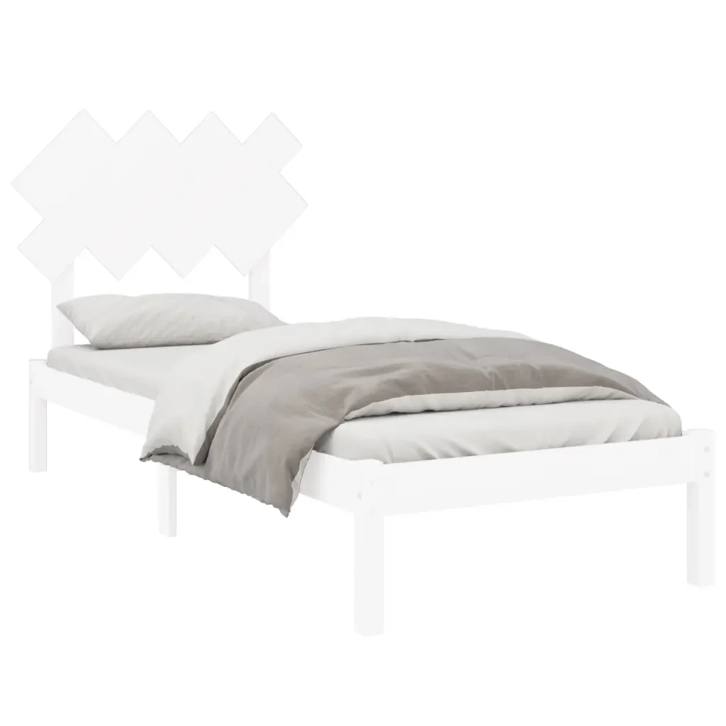 Letto singolo | Letto per adulti | Giroletto Bianco 90x200 cm in Legno Massello - Image 4